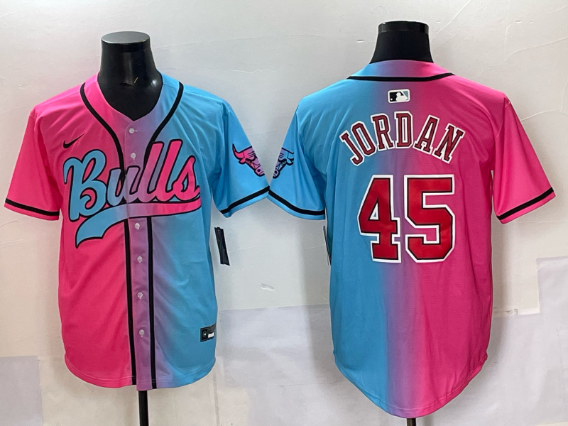 Men Chicago Bulls Nike 45 Jordan Blue pink NBA 2025 Jersey style 068